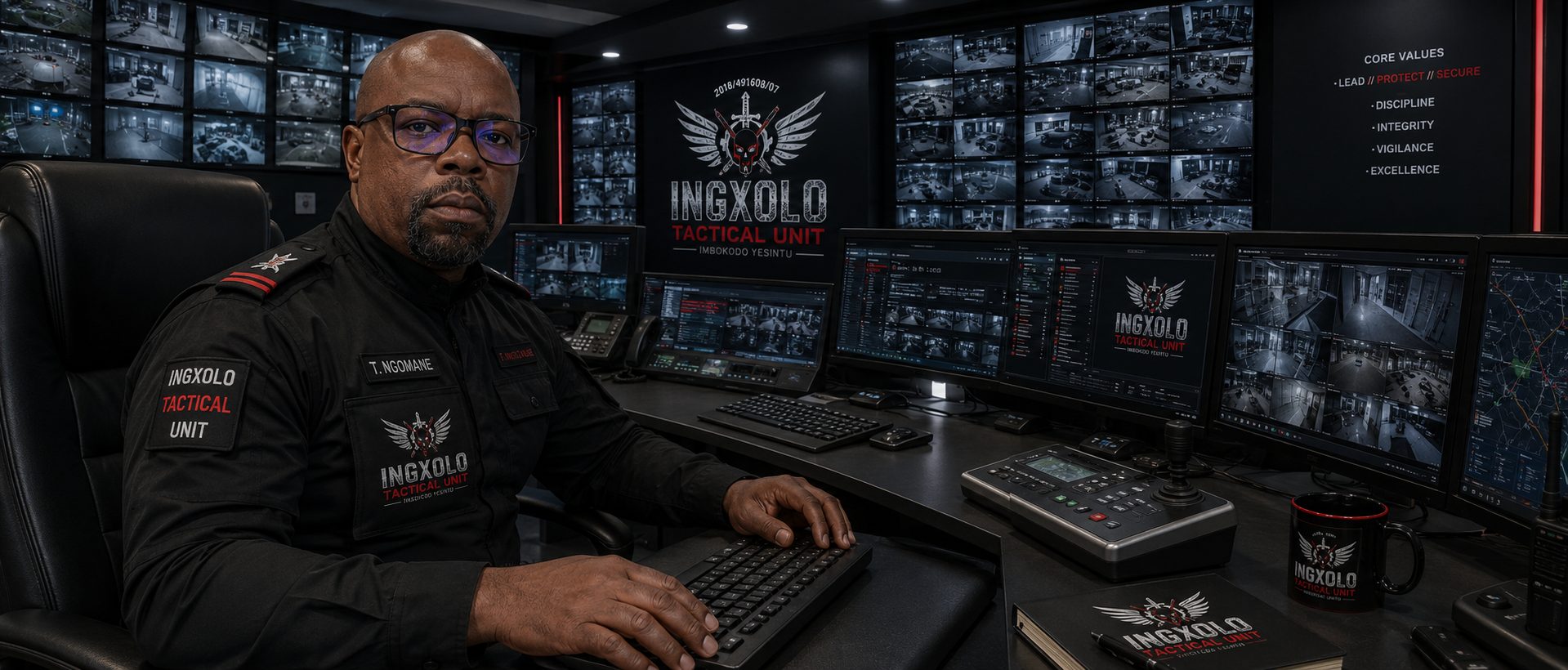 The iNgxolo Tactical Unit control room — 24/7 CCTV monitoring by uniformed personnel