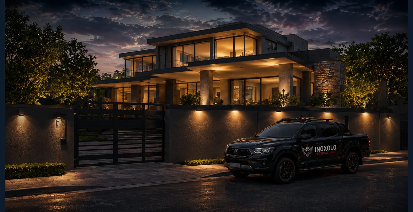 iNgxolo patrol vehicle outside a secured residence