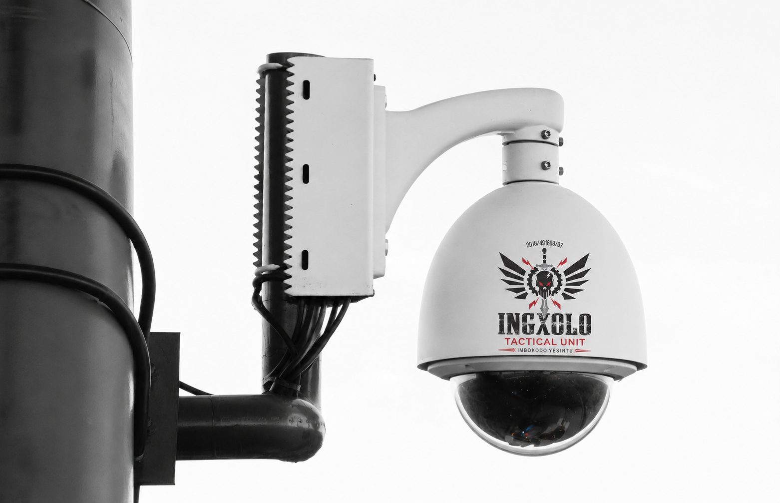iNgxolo Tactical Unit branded PTZ dome camera on patrol pole